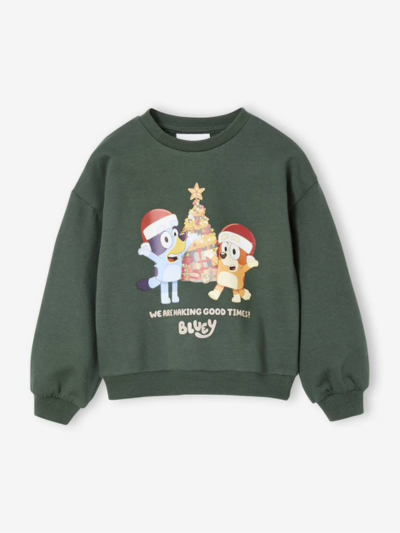 Weihnachts-Sweatshirt Kinder Der Welpe Bluey - tannengrün